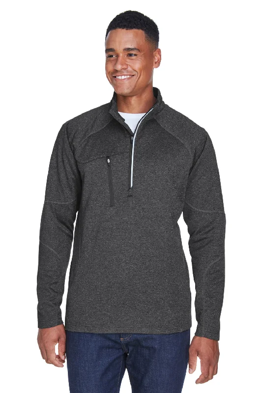 North End Mens Catalyst Performance Moisture Wicking 1/4 Zip Fleece Jacket - Heather Carbon Grey