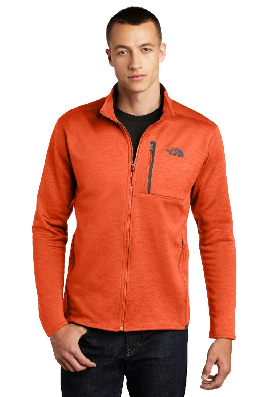 The North Face Mens Skyline Full Zip Fleece Jacket - Heather Zion Orange/Urban Navy Blue