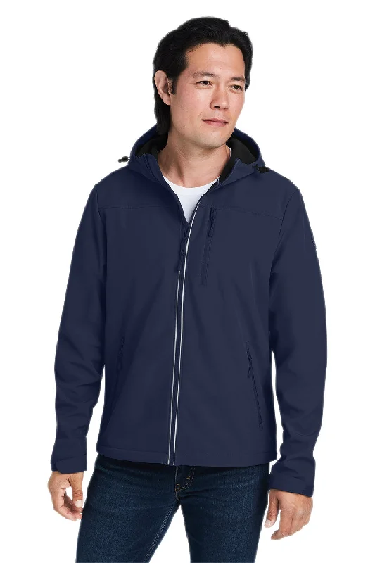 Nautica Mens Wavestorm Wind & Water Resistant Full Zip Hooded Jacket - Navy Blue