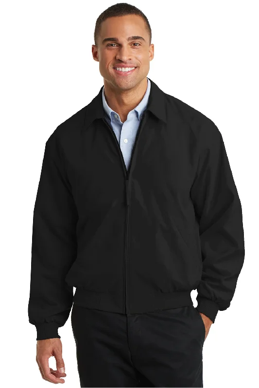 Port Authority Mens Casual Wind & Water Resistant Full Zip Microfiber Jacket - Black - Closeout