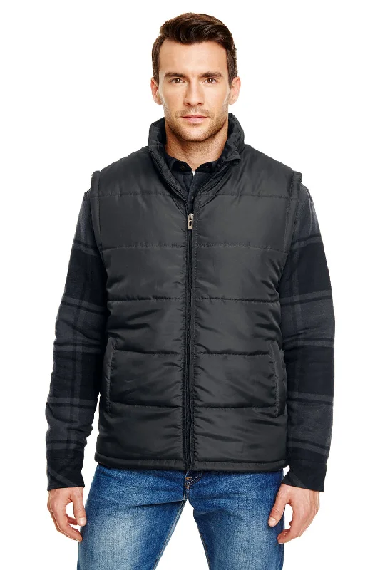 Burnside Mens Full Zip Puffer Vest - Black