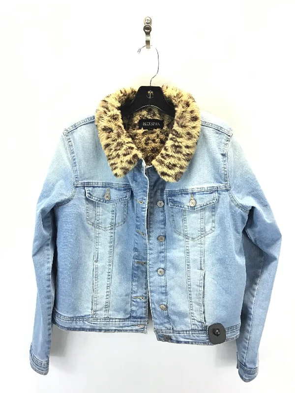 Jacket Denim By Clothes Mentor In Leopard Print, Size: Xl