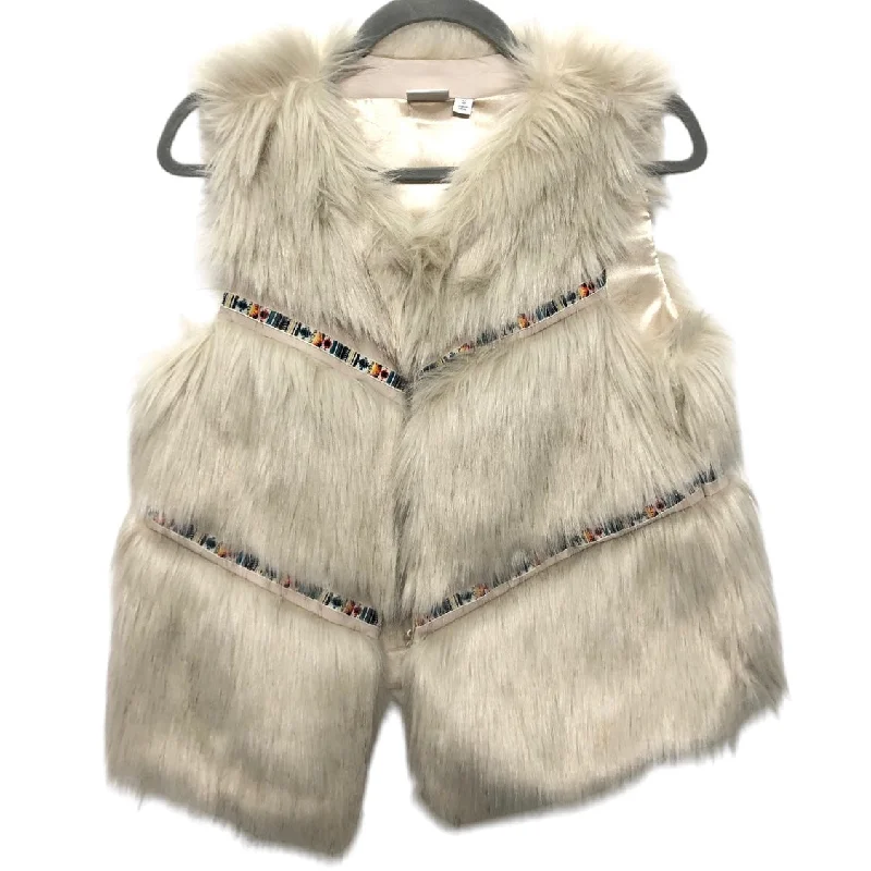 Vest Faux Fur & Sherpa By New Directions In Beige, Size:S