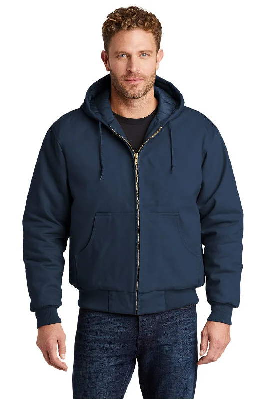 CornerStone Mens Duck Cloth Full Zip Hooded Jacket - Navy Blue