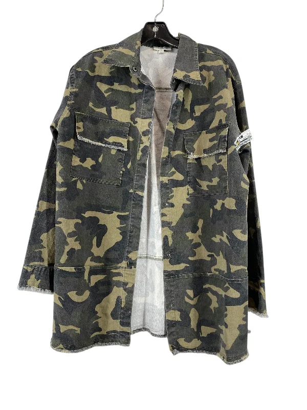 Jacket Shirt By Umgee In Camouflage Print, Size: M