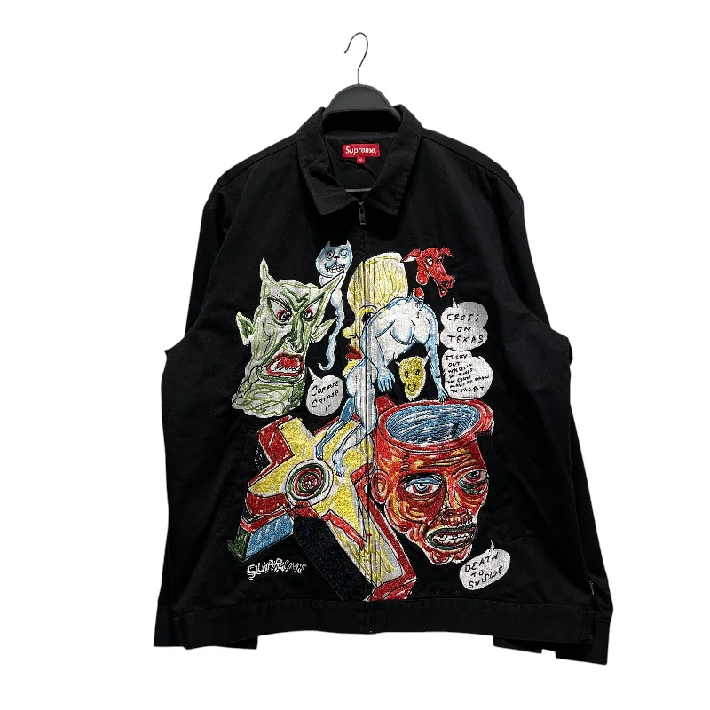 Supreme/Jacket/XL/Cotton/BLK/All Over Print/DANIEL JOHNSTON EMBROIDERED