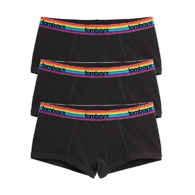 Boy Shorts 3-Pack - Cotton Black Rainbow Logo