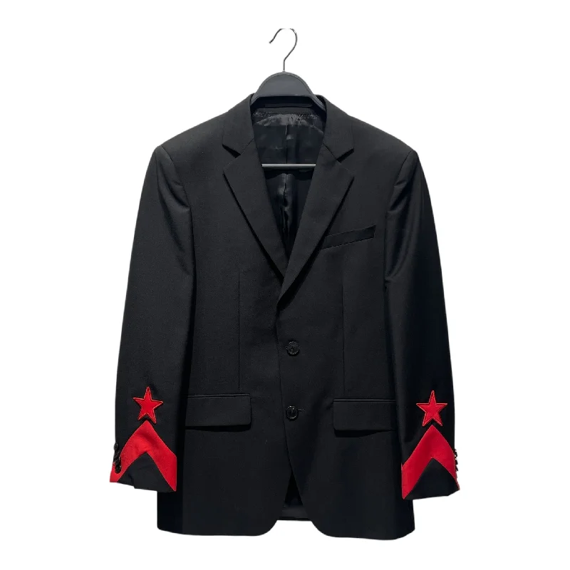 GIVENCHY/Tailored Jkt/48/Wool/BLK/RED STAR SLEEVES