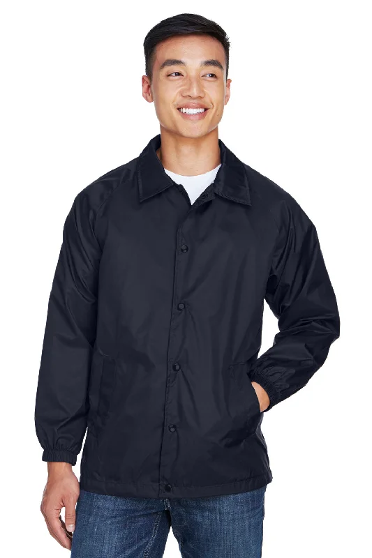 Harriton Mens Wind & Water Resistant Snap Down Staff Jacket - Navy Blue