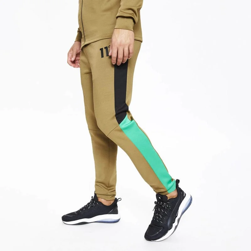 Fahrenheit Colour Block Poly Track Pants - Black / Green / Bright Green