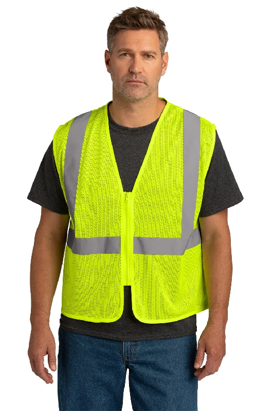 CornerStone Mens ANSI 107 Class 2 Mesh Zipper Vest - Safety Yellow