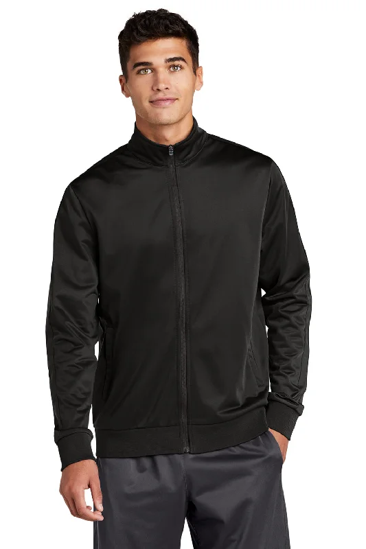 Sport-Tek Mens Full Zip Track Jacket - Black