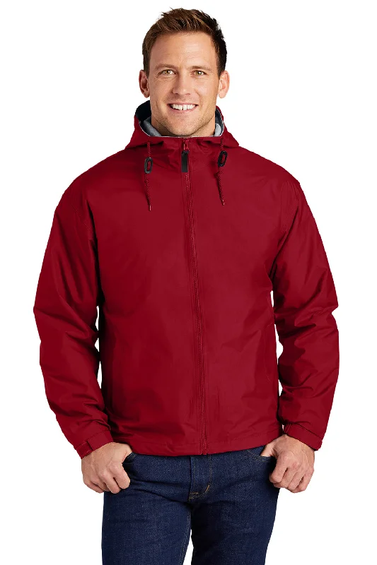 Port Authority Mens Team Wind & Water Resistant Full Zip Hooded Jacket - Red