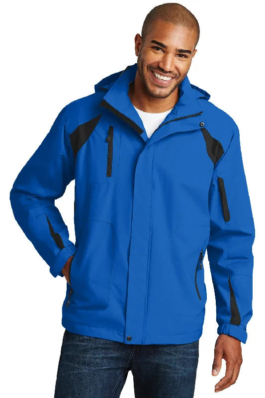 Port Authority Mens All Season II Waterproof Full Zip Hooded Jacket - Snorkel Blue/Black