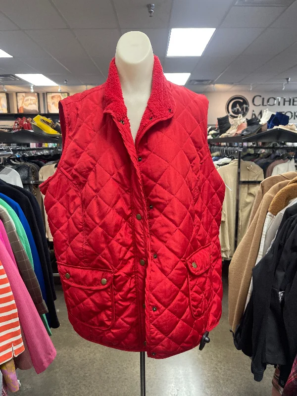 Vest Puffer & Quilted By Kim Rogers In Red, Size: 1x