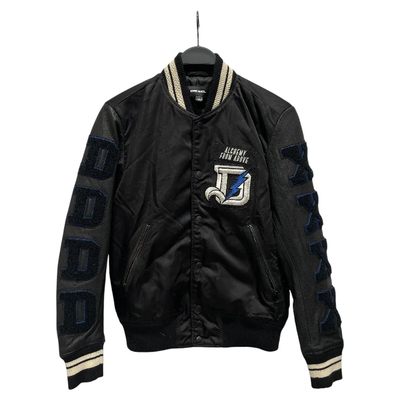 DIESEL/Jacket/S/Nylon/BLK/Graphic/"BRAVE" VARSITY JACKET