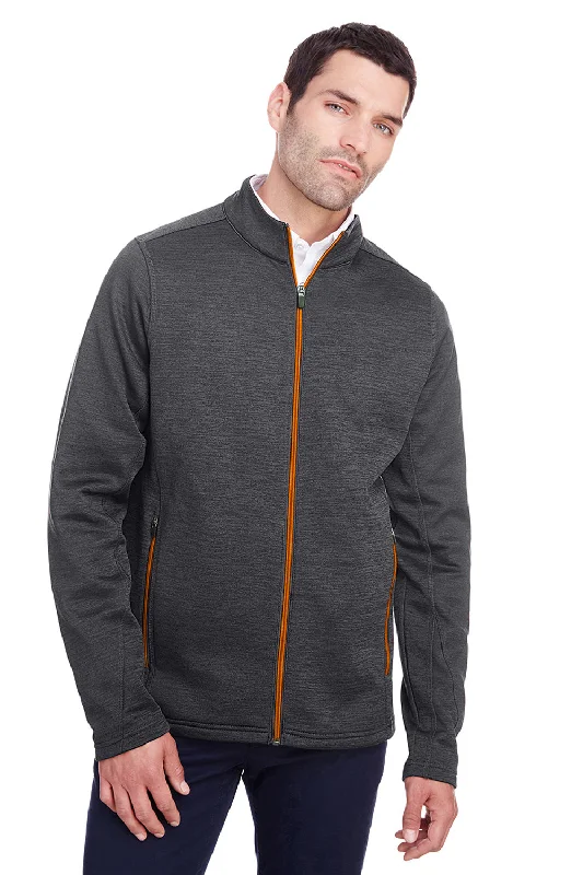 North End Mens Flux 2.0 Fleece Water Resistant Full Zip Jacket - Heather Black/Orange Soda