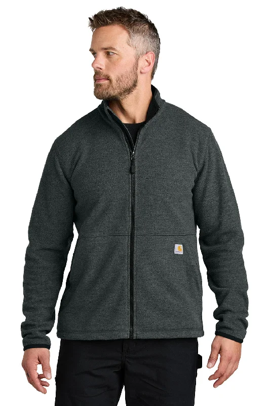 Carhartt Mens Textured Fleece Full Zip Jacket - Heather Carbon Grey - New