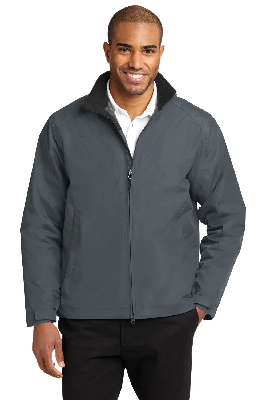 Port Authority Mens Challenger II Wind & Water Resistant Full Zip Jacket - Steel Grey/True Black