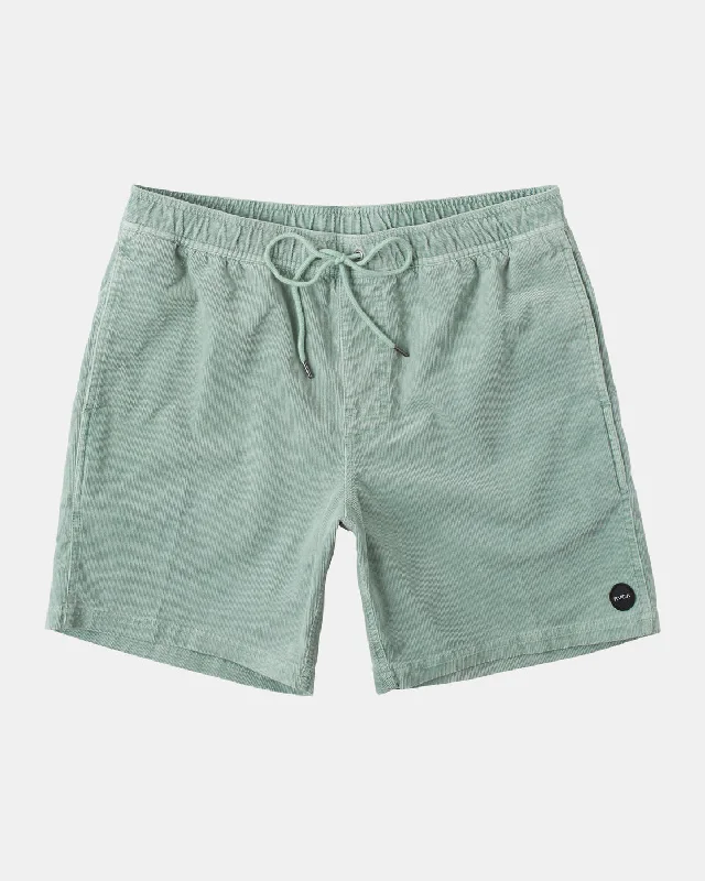 Escape 17" Elastic Waist Corduroy Shorts - Green Haze