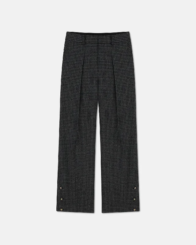 Wilco - Cropped Sale Houndstooth Wool Cropped Pants - Grey Black Houndstooth