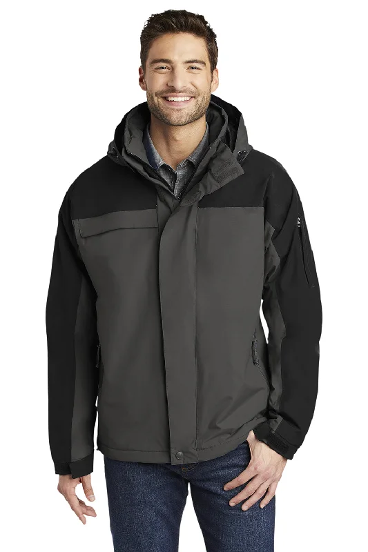 Port Authority Mens Nootka Waterproof Full Zip Hooded Jacket - Graphite Grey/Black