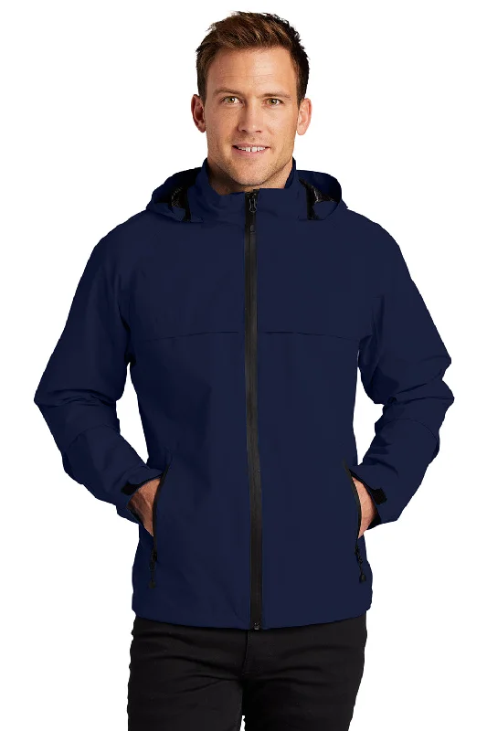 Port Authority Mens Torrent Waterproof Full Zip Hooded Jacket - True Navy Blue