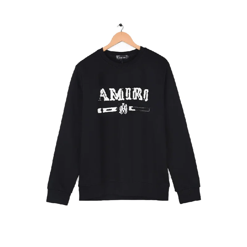 AMRI Front Embroided Black Fleece Sweatshirt 13717