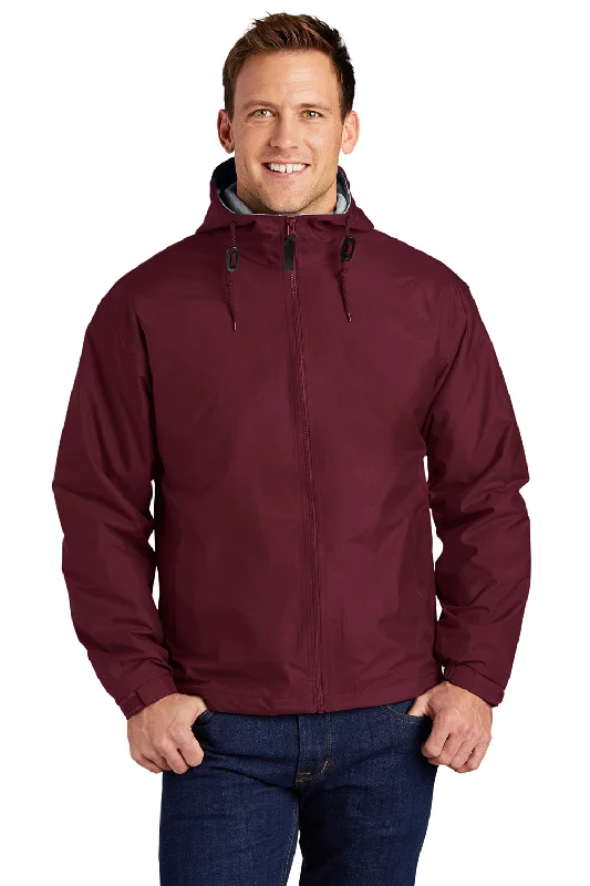 Port Authority Mens Team Wind & Water Resistant Full Zip Hooded Jacket - Maroon