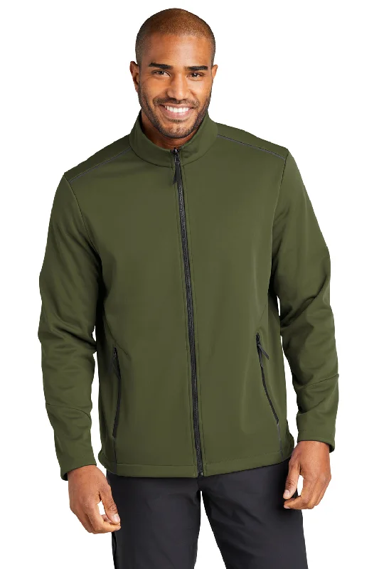 Port Authority Mens Collective Tech Waterproof Full Zip Soft Shell Jacket - Olive Green