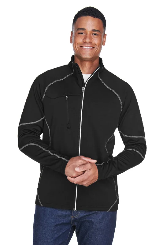 North End Mens Gravity Performance Moisture Wicking Full Zip Fleece Jacket - Black