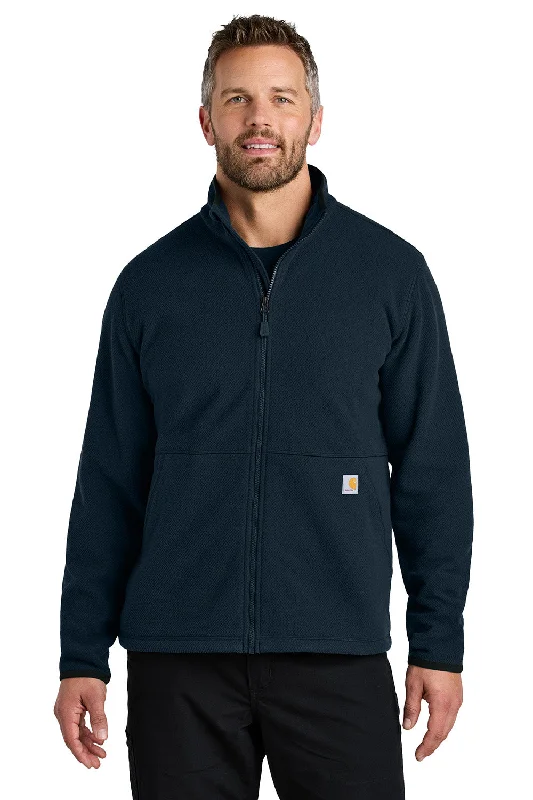 Carhartt Mens Textured Fleece Full Zip Jacket - Navy Blue - New