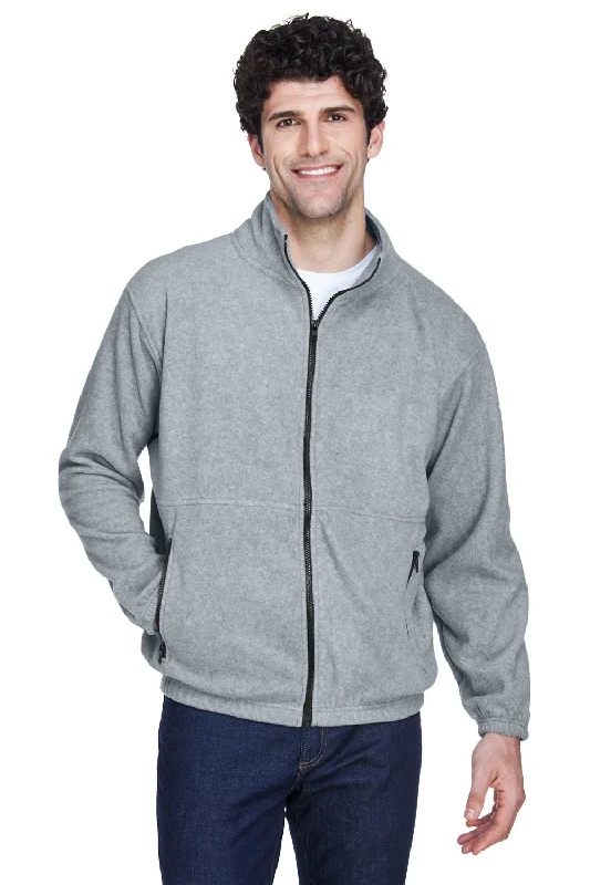 UltraClub Mens Iceberg Pill Resistant Fleece Full Zip Jacket - Heather Grey