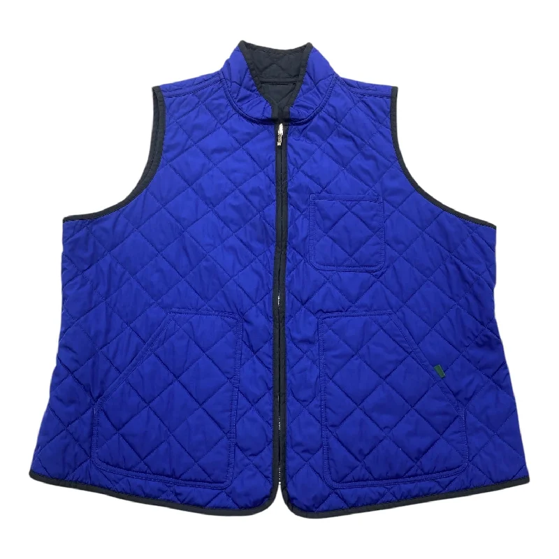 Vest Puffer & Quilted By Lauren By Ralph Lauren In Black & Blue, Size: 2x