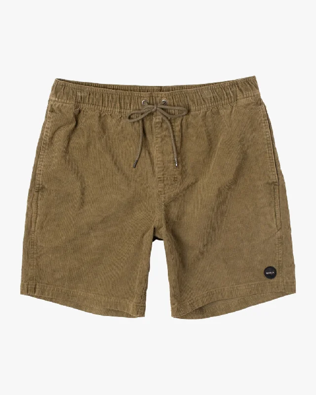 Escape 17" Elastic Waist Corduroy Shorts - Tobacco