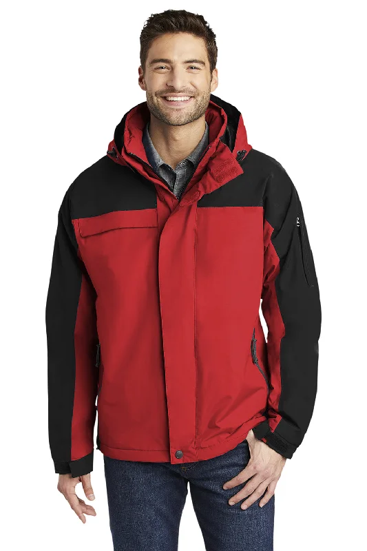 Port Authority Mens Nootka Waterproof Full Zip Hooded Jacket - Engine Red/Black