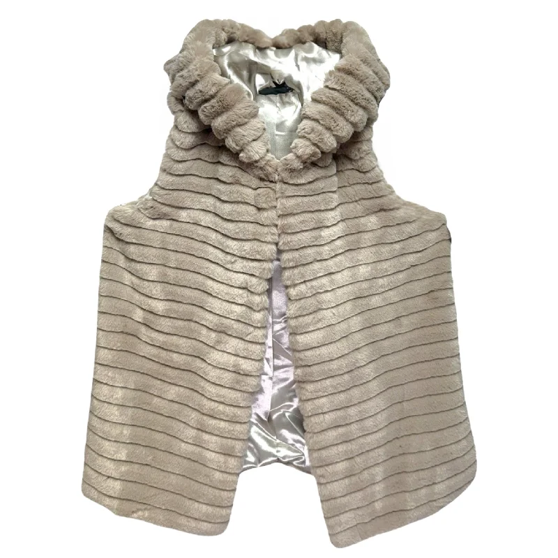 Faux Fur Hooded Vest By Rachel Zoe In Taupe, Size: S