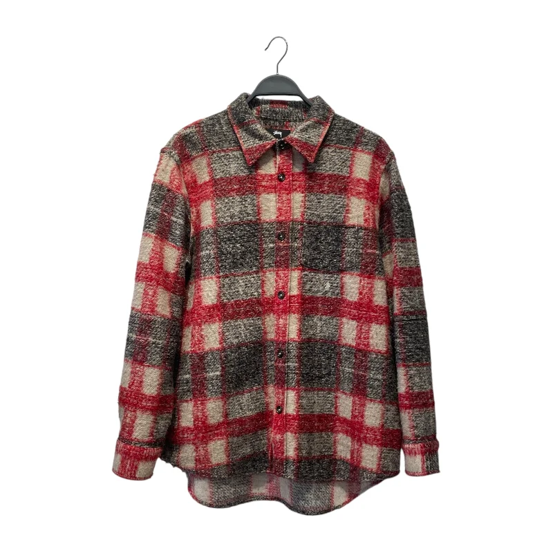 STUSSY/Jacket/M/Wool/RED/Plaid/