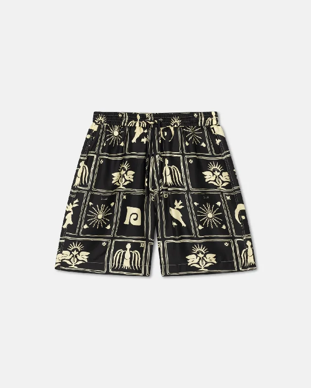 Doxxi - Printed Silk-Twill Shorts - Folk Art Black