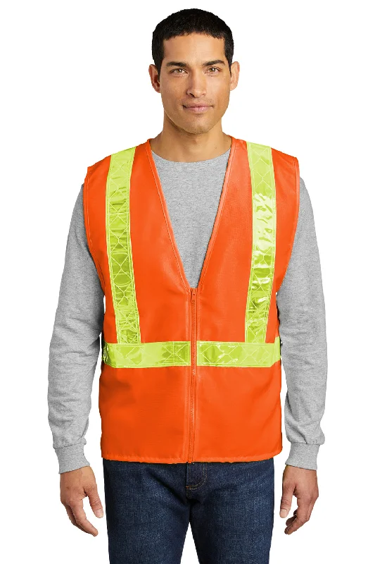 Port Authority Mens Enhanced Visibility Vest - Safety Orange - Closeout