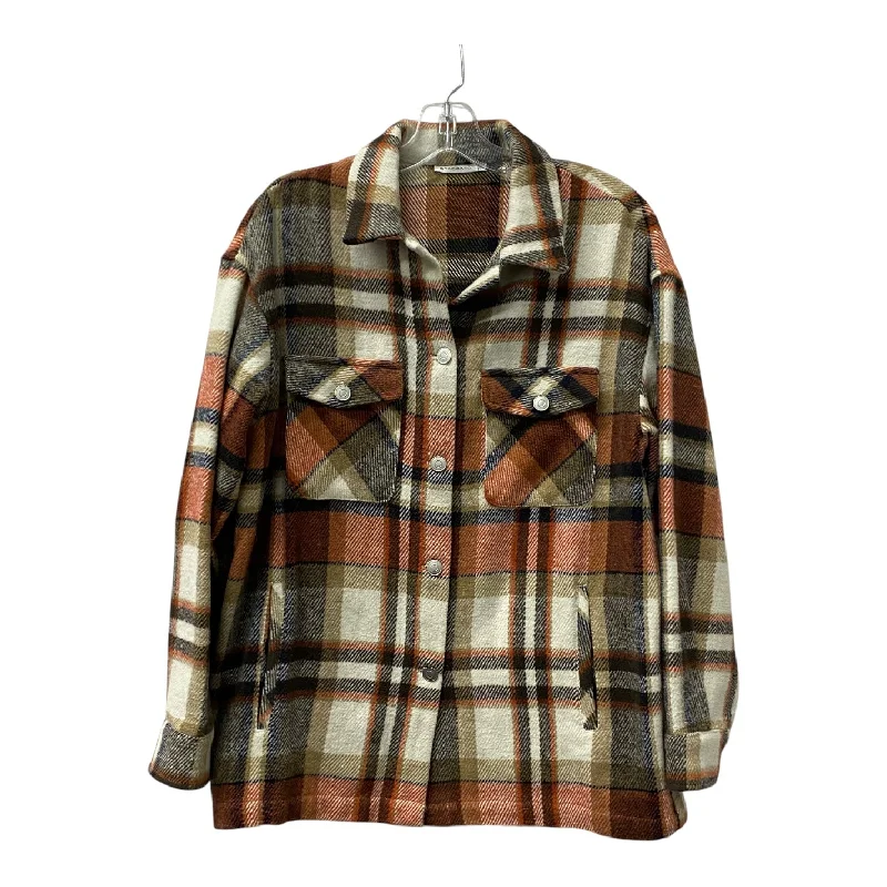 Jacket Shirt By Staccato In Brown & Orange, Size:S