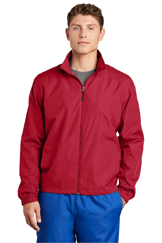 Sport-Tek Mens Water Resistant Full Zip Wind Jacket - True Red