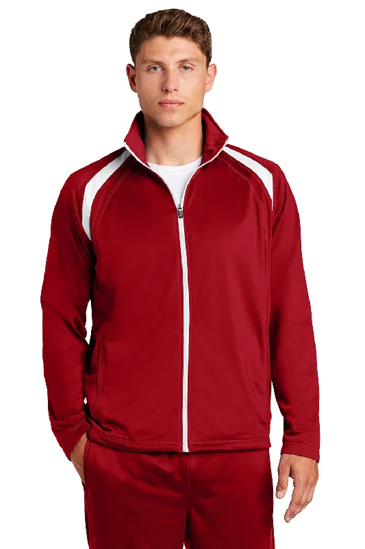 Sport-Tek Mens Full Zip Track Jacket - True Red/White