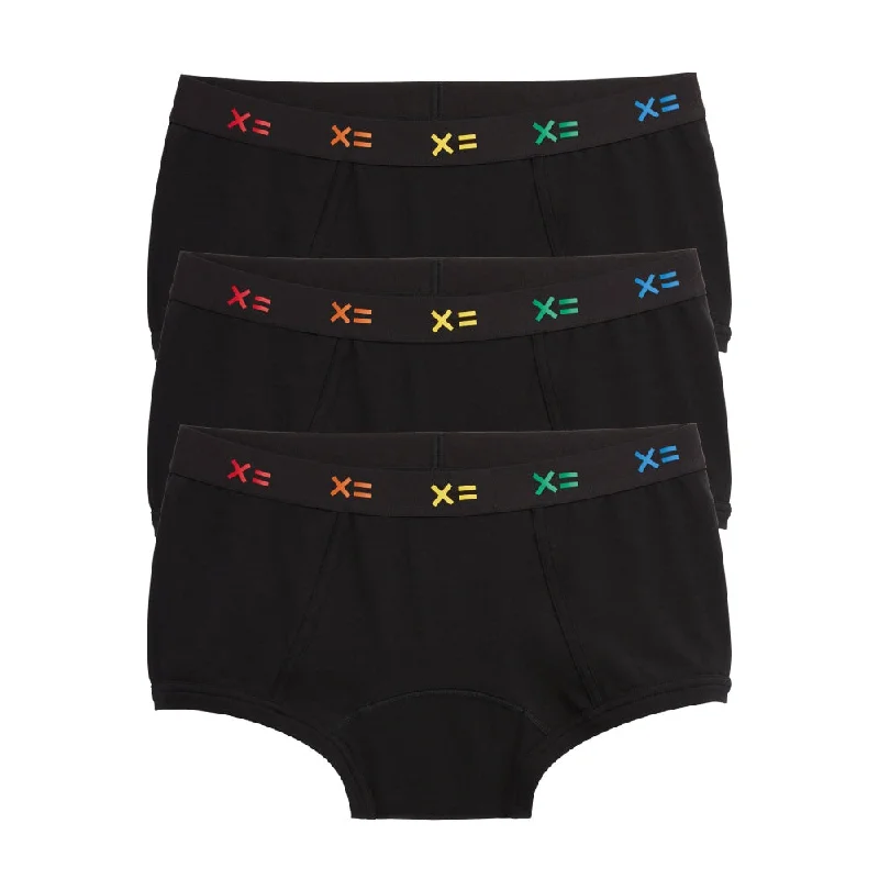 First Line Period Boy Shorts 3-Pack - Black X= Rainbow