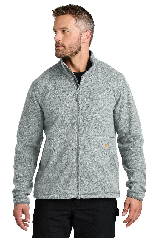 Carhartt Mens Textured Fleece Full Zip Jacket - Heather Grey - New