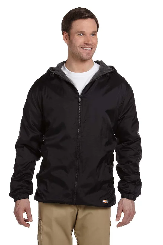 Dickies Mens Water Resistant Full Zip Hooded Jacket - Black