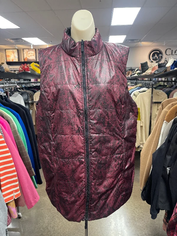 Vest Puffer & Quilted By Chicos In Black & Red, Size: Xl