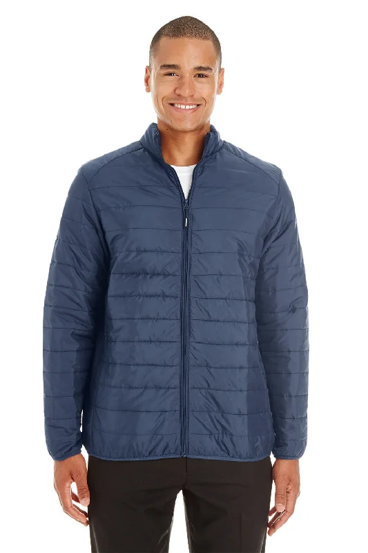 Core 365 Mens Prevail Packable Puffer Water Resistant Full Zip Jacket - Classic Navy Blue