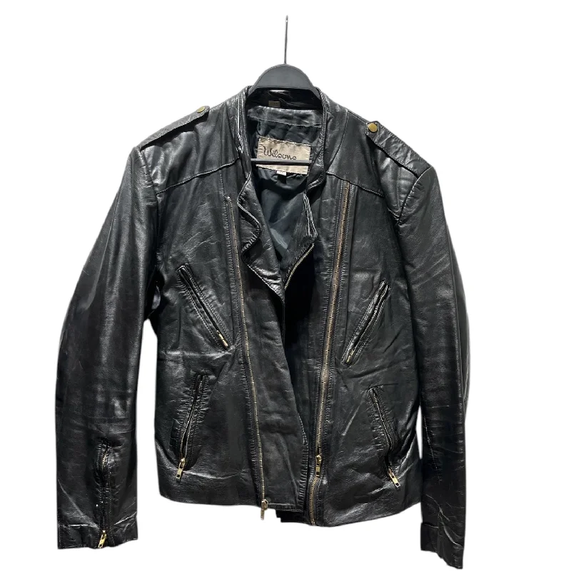 Wilson/Leather Jkt/48/Leather/BLK/moto w zip pocket