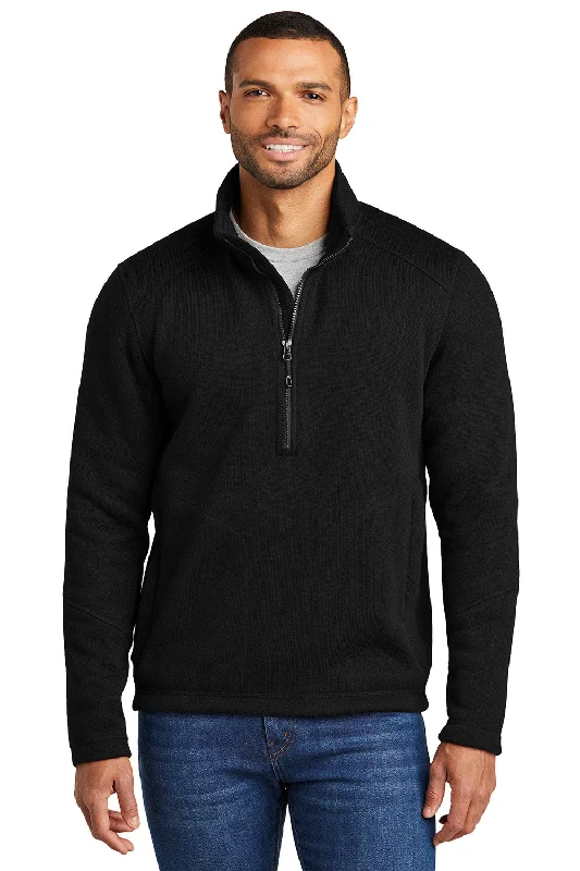 Port Authority Mens Arc Pill Resistant Sweater Fleece 1/4 Zip Jacket - Deep Black - New